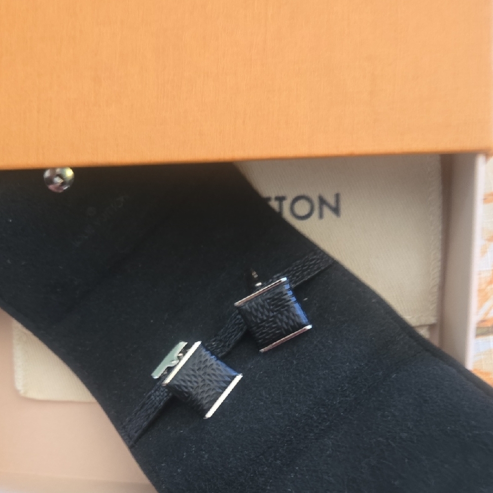 Louis Vuitton Black and Silver Cuff Links